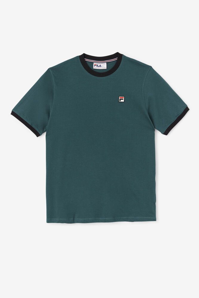 Fila T-Shirt Mens Green Marconi Ringer - Ireland 05762-ESMD